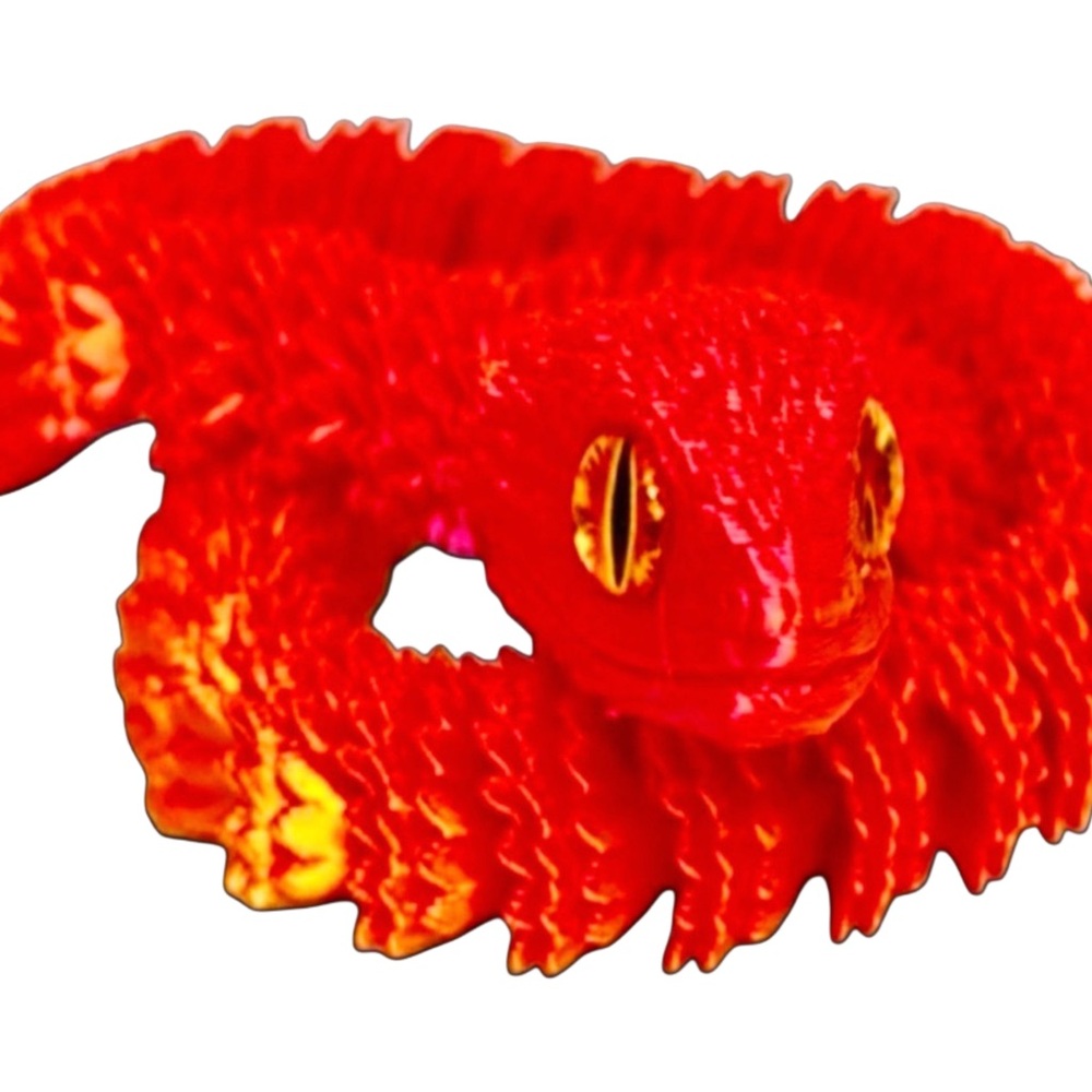 18” Extra Long 3-D Printed Bright Orange Red Coral Fire Slinky Fidget Snake